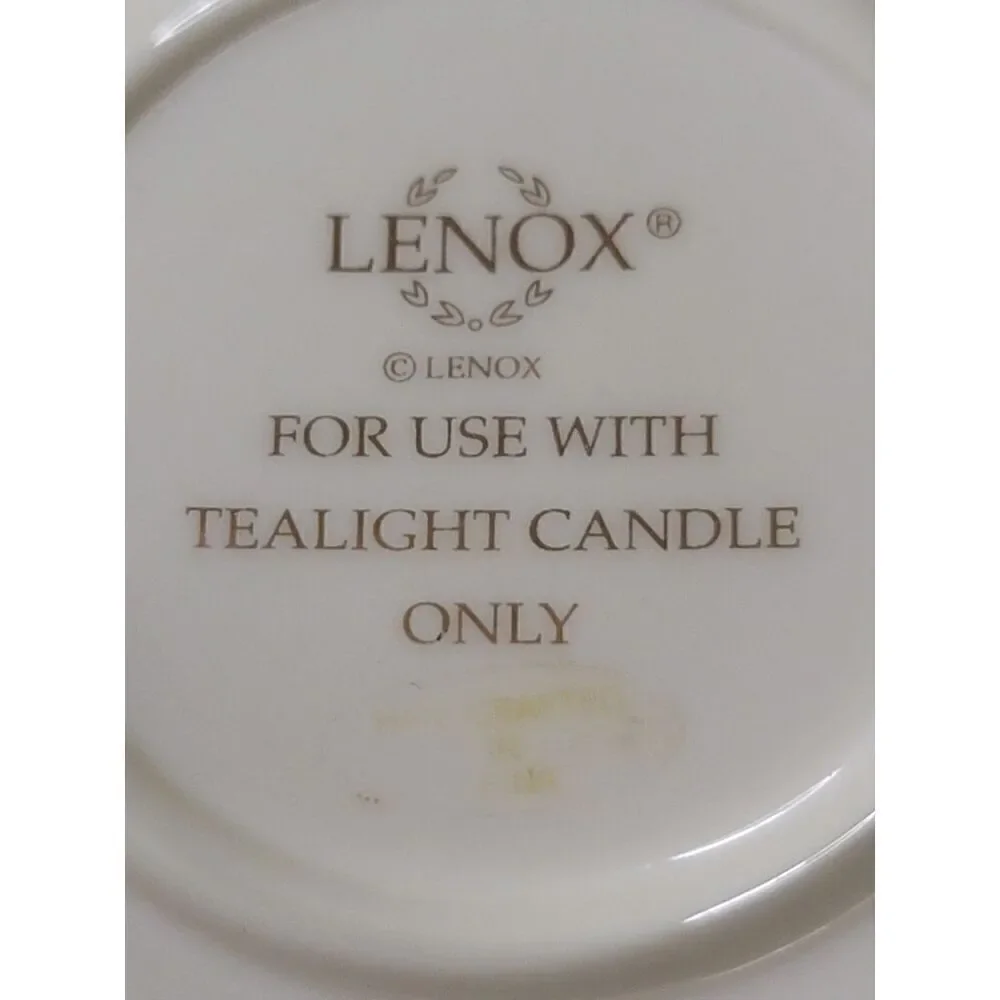 Lenox Pierced Filigree Porcelain Votive Holder Cream Gold Trim